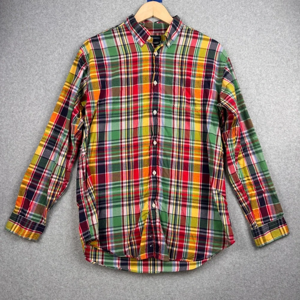 Ralph Lauren Shirt Boys XL 20 Multi Color Plaid Long Sleeve Cotton Button Down